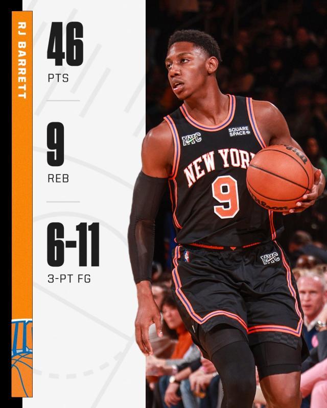 星空体育-尼克斯输球夜唯一慰藉 巴雷特46分创生涯新高！